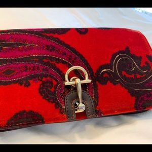 Talbots Velvet red with paisley design clutch. New